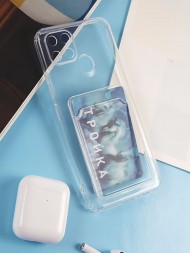 Чехол силиконовый с кармашком для Realme C21, прозрачный