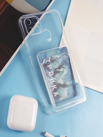 Чехол силиконовый с кармашком для Realme C21, прозрачный