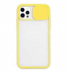Матовый чехол со шторкой защищающей камеру для iPhone 12 Pro Max, желтый