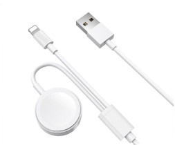 Магнитное зарядное устройство для Apple Watch 2 в 1 с кабелем Lightning