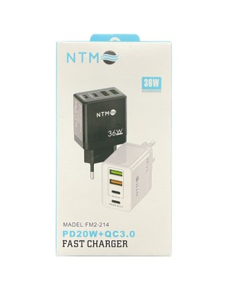 Сетевое зарядное устройство NTM на 2 USB и 2 Type C