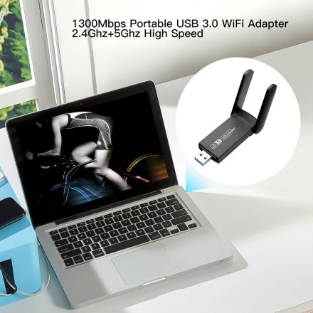 Беспроводной Wi-Fi USB 3,0 адаптер 1300 Мбит/с  двухдиапазонный 2,4 ГГц и 5 ГГц