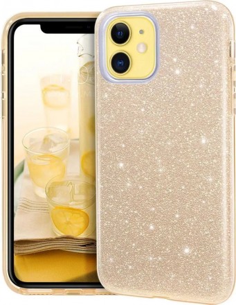 Чехол силиконовый с блестками для iPhone 11, золотой