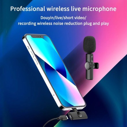 Беспроводной петличный микрофон блогерам для Android Type C и iPad с шумоподавлением