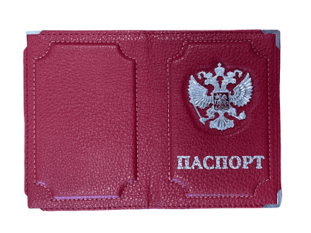 Обложка для паспорта с 3D гербом, красная