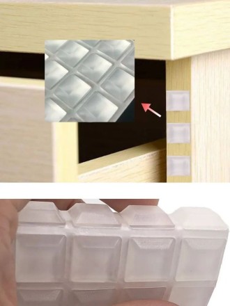 Амортизатор силиконовый самоклеящийся, квадратный мебельный отбойник D-12.7мм - 40шт, прозрачный (высота -3мм)