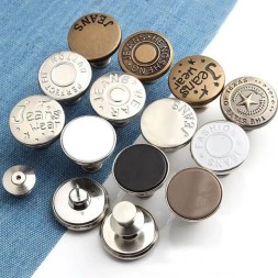 Кнопка-пуговица джинсовая металлическая на винте/ набор цв.серебро,никель,бронза,/д.20мм - 24 Шт