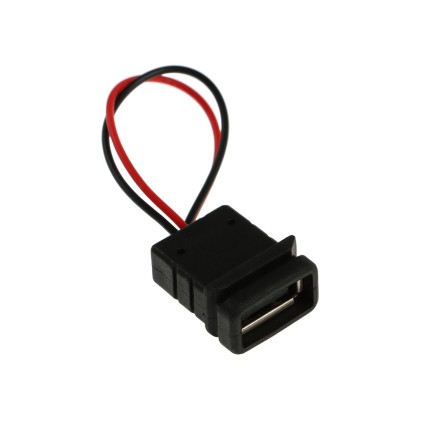 Разъем USB c проводом 10 см, 2 pin, 2.1 А, 5 В, черный - 2 шт