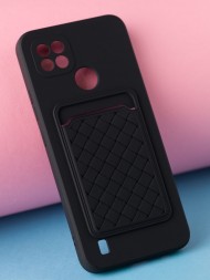 Чехол силиконовый для Realme C21 с кармашком для карт и защитой камеры, черный