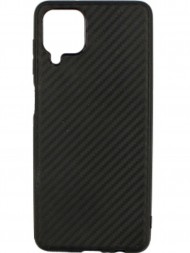 Чехол силиконовый под карбон для Samsung Galaxy A12, черный