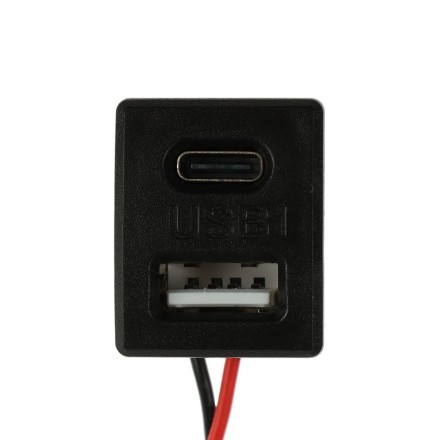Разъем USB с проводом 10 см, 2 pin, 2.1 А, 5 В, черный