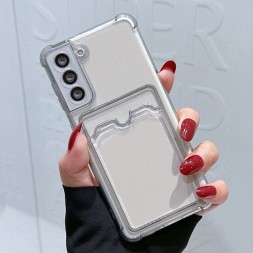 Противоударный силиконовый чехол с карманом для карт для Samsung Galaxy A72, прозрачный