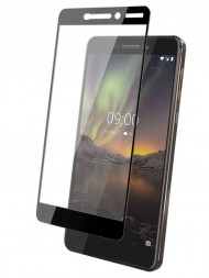 Защитное стекло Full Glue для Nokia 6.1 на полный экран, чёрное