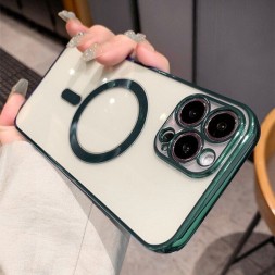 Чехол шикарный с защитой камеры и с поддержкой Magsafe для iPhone 14 Pro Max, хаки