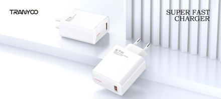 Супербыстрая зарядка для iPhone/iPad/Macbook/Android на 67W Tranyoo EU2