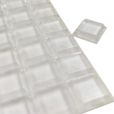 Амортизатор силиконовый самоклеящийся, квадратный мебельный отбойник D-12.7мм - 20шт, прозрачный (высота -6мм)