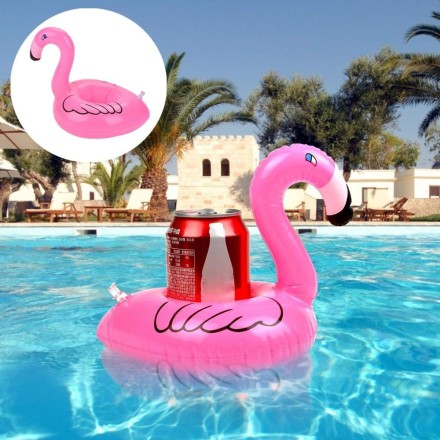 Надувной подстаканник для бассейна плавающий фламинго 20x17см - 2 шт