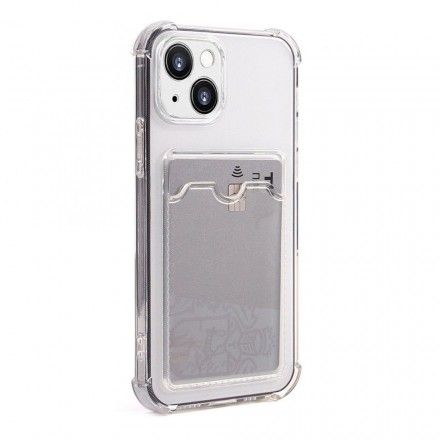 Противоударный силиконовый чехол с карманом для карт на iPhone 14, прозрачный