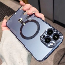 Чехол шикарный с защитой камеры и с поддержкой Magsafe для iPhone 14 Pro Max, синий