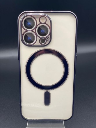 Чехол шикарный с защитой камеры и с поддержкой Magsafe для iPhone 14 Pro Max, синий