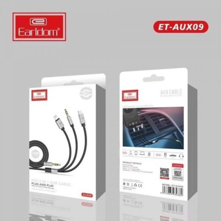 Аудио кабель AUX 3в1 Earldom ET-AUX09 Lightning/Type C/AUX
