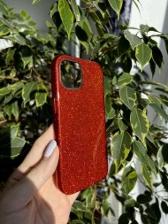 Чехол силиконовый с блестками для iPhone 12, красный