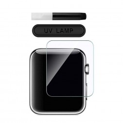 Защитное стекло с ультрафиолетовым клеем для Apple Watch 40 mm, прозрачное