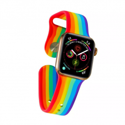 Ремешок силиконовый для Apple Watch 38mm/40mm/41mm, радуга