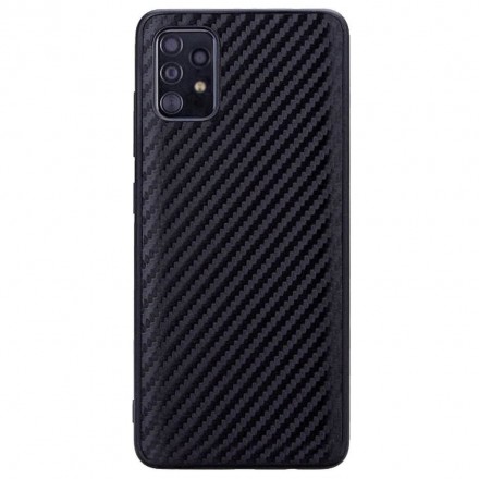 Чехол силиконовый под карбон для Samsung Galaxy A52, черный