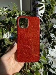 Чехол силиконовый с блестками для iPhone 12 Pro Max, красный
