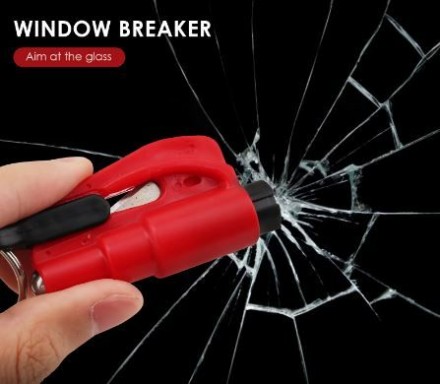 Брелок  молоток для снятия ремня безопасности и разбития окна в случае аварии, красный