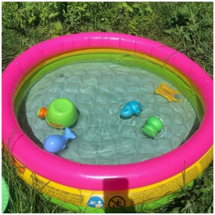 Детский бассейн радуга с надувным дном 90x23 см