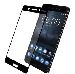 Защитное стекло Full Glue для Nokia 6 на полный экран, чёрное