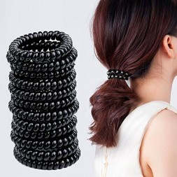 Комплект резинок для волос пружинки 3.5 см,  10шт, черный