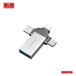 Переходник Earldom OT93 (OTG+USB) для iPhone/micro/Type C, серебряный