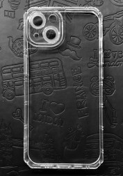 Чехол силиконовый противоударный с защитой камеры для iPhone 13, прозрачный