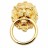 Ручка дверная кольцо Лев 5 см (высота головы), золотой