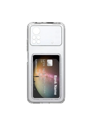 Противоударный силиконовый чехол с карманом для карт для Poco X4 Pro, прозрачный