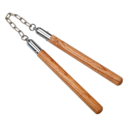 Нунчаки деревянные, тренировочные, на цепи (длина каждой ручки 30см)