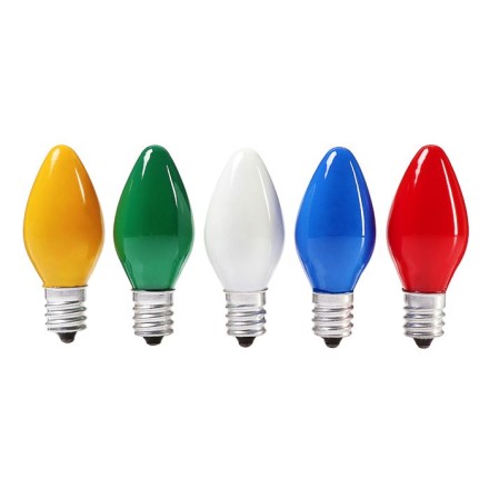 Набор ламп накаливания E12, 10W, для гирлянд разноцвет - 10шт