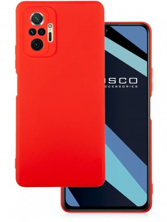 Чехол силиконовый для Xiaomi Redmi Note 10 c защитой камеры, красный