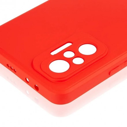 Чехол силиконовый для Xiaomi Redmi Note 10 c защитой камеры, красный