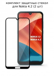 Защитное стекло Full Glue для Nokia 4.2 на полный экран, чёрное (2 шт)