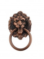 Ручка дверная кольцо Лев 8 см (высота головы), бронзовый