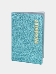 Обложка на паспорт с блестками, голубая