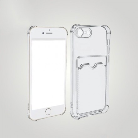Противоударный силиконовый чехол с карманом для карт для iPhone 7/8/SE, прозрачный