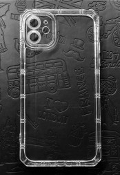Чехол силиконовый противоударный с защитой камеры для iPhone 12, прозрачный