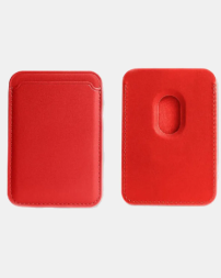 Кожаный чехол бумажник для карт и визиток с MagSafe красный для IPhone