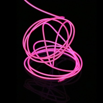 Гибкая светодиодная неоновая лента 3 метра с пультом портативная на батарейках, розовый