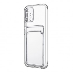 Противоударный силиконовый чехол с карманом для карт для Samsung Galaxy A23, прозрачный